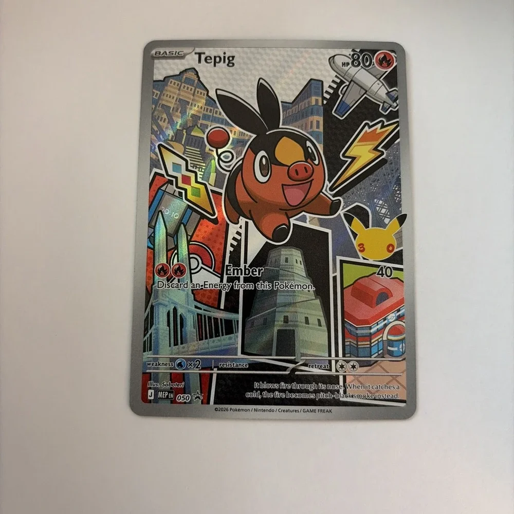 Pokémon Tepig #050 Mega Evolution Promo First Partner Series 2 FullArt Holo Card